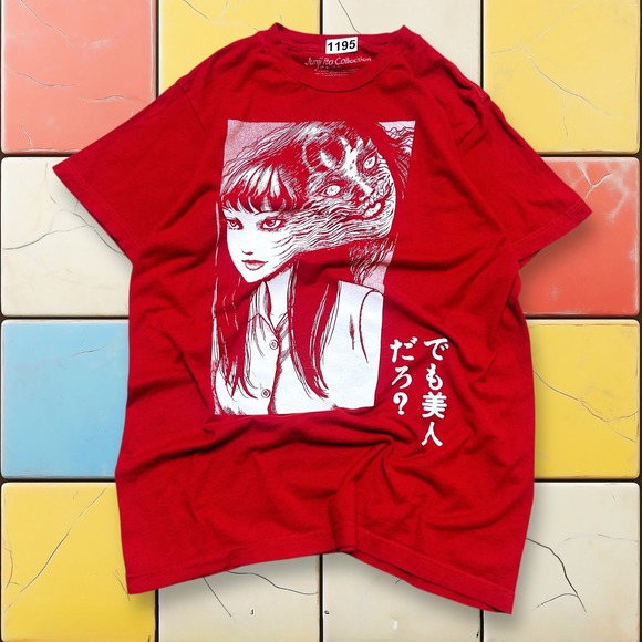 Junji Ito Collection Y2K Anime Manga Tee Red Graphic Print T-Shirt Men's M Japan - Picture 1 of 13